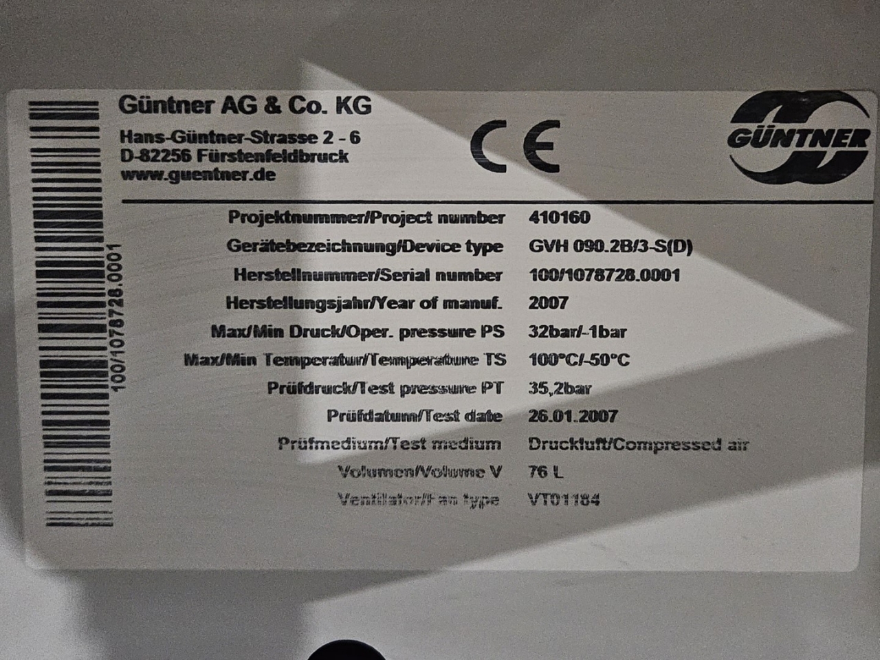 Used Güntner GVH 090.2B/3-S(D) air cooled condenser on Freon. - HOS BV