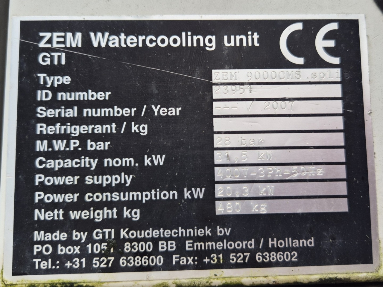 Used Zephyr ZEM 9000 CMS air-cooled split chiller R404A | HOS BV