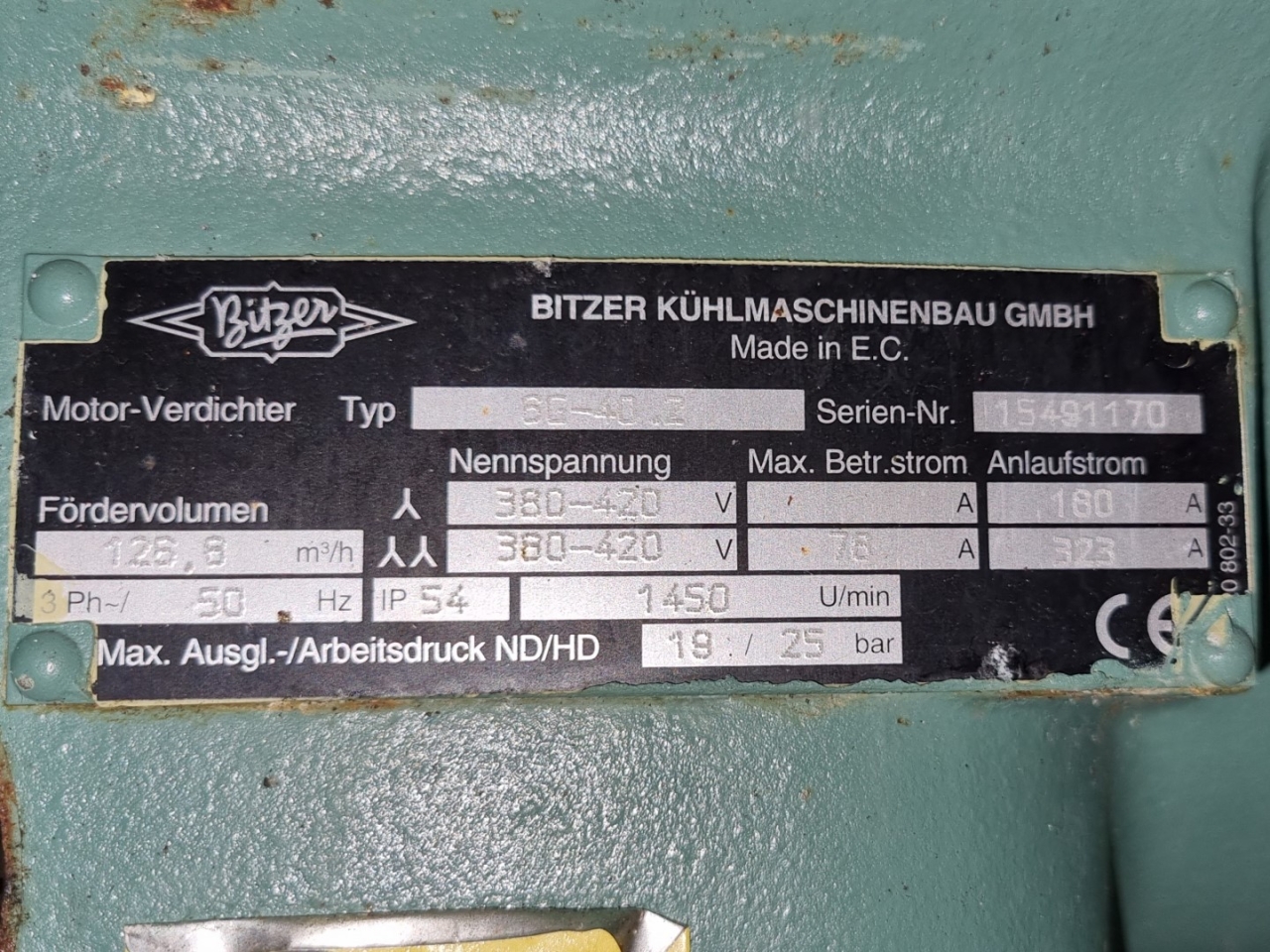 Used Bitzer 6G-40.2 semi-hermetic reciprocating compressor Freon - HOS BV