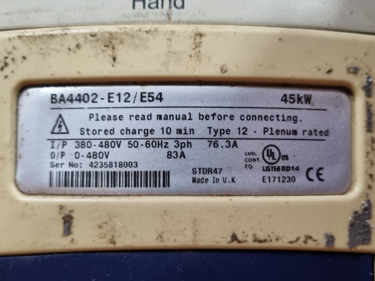 Used Emerson BA4402-E12/E54 HVAC Drive - HOS BV