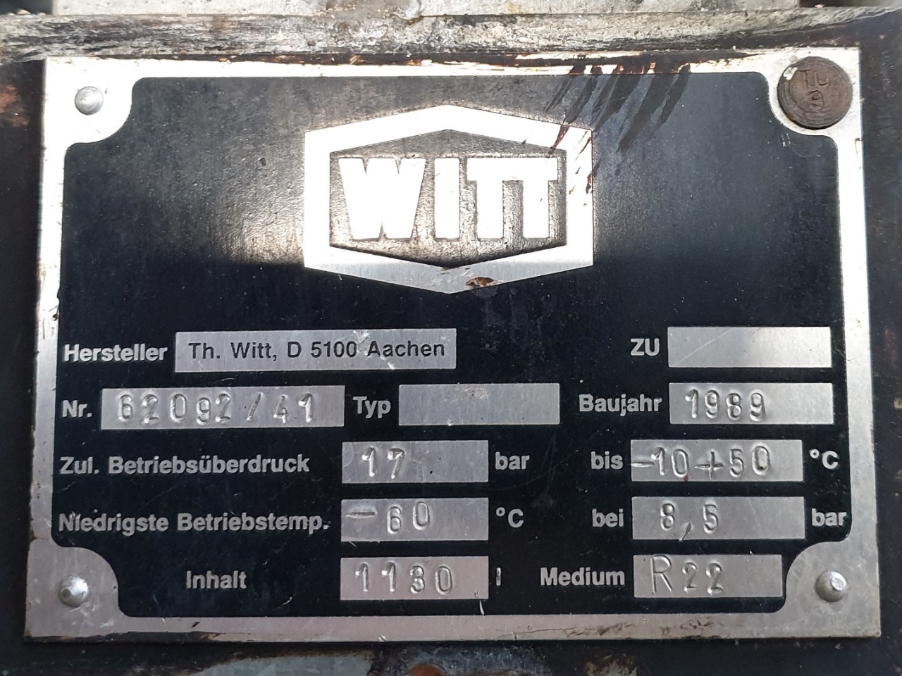 Low pressure Witt liquid receiver 1180 liter - HOS BV