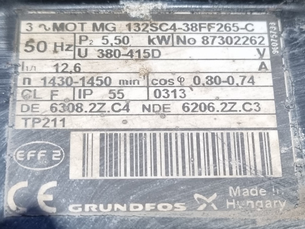 Used Grundfos NB80-200/222 A-F-A-BAQE water pump - HOS BV