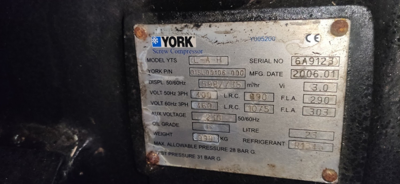 Used York / Frick L-A-H screw compressor - HOS BV
