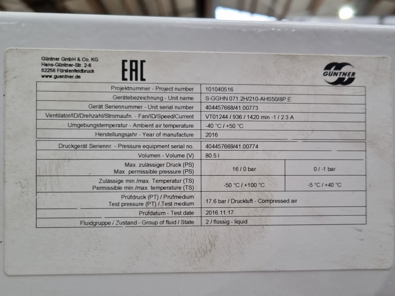 Used Güntner S-GGHN 071.2H/210-AHS50/8P.E Glycol cooler 2016 - HOS BV