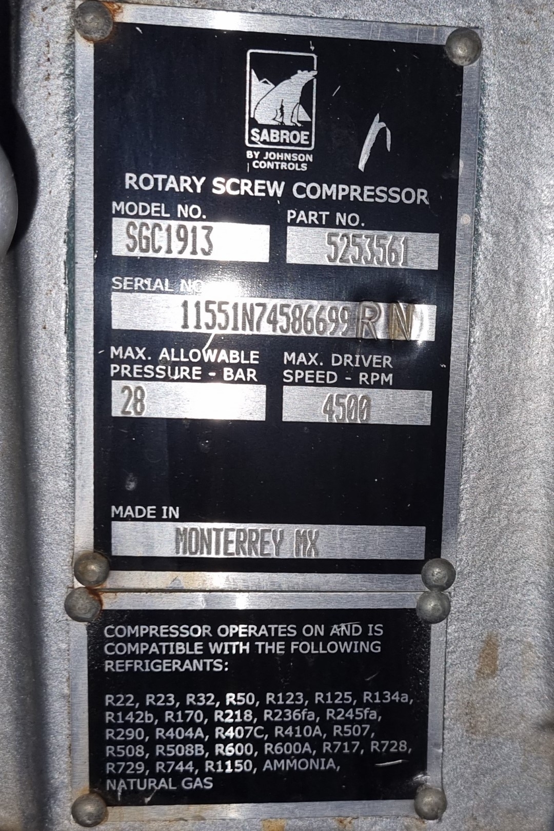 Used Sabroe SAB 193 S screw compressor - HOS BV