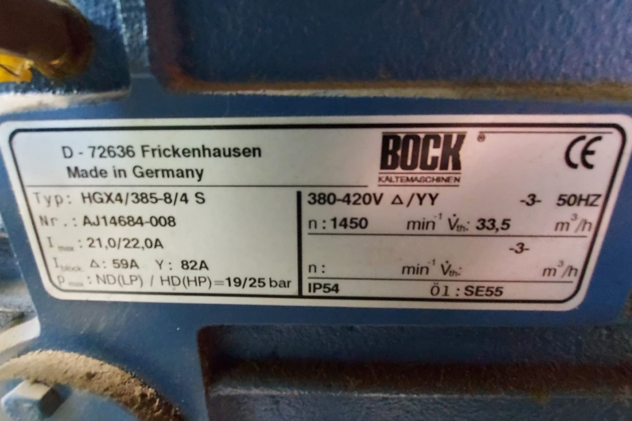 Used Bock HGX4 385 8 4 S Semi Hermetic Reciprocating Compressor Freon HOS BV