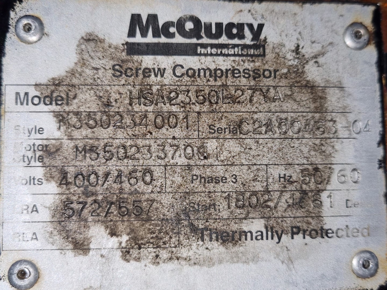 Used McQuay HSA2350L27YA screw compressor - HOS BV