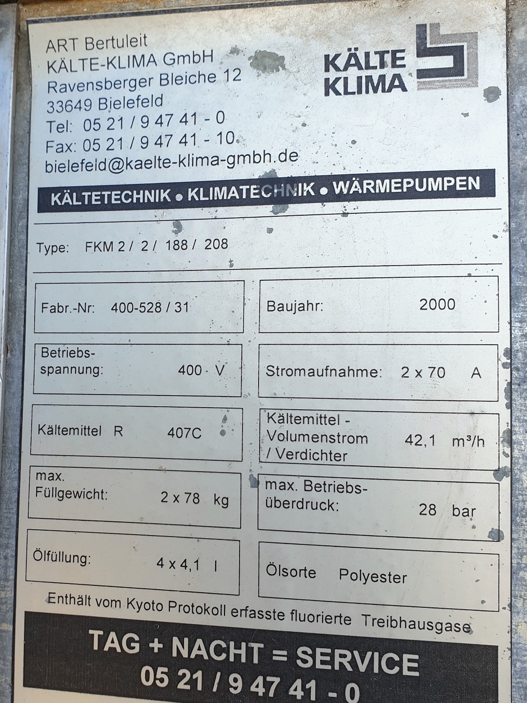 Used Klimatechnic FKM 2/2/188/208 air cooled chiller - HOS BV