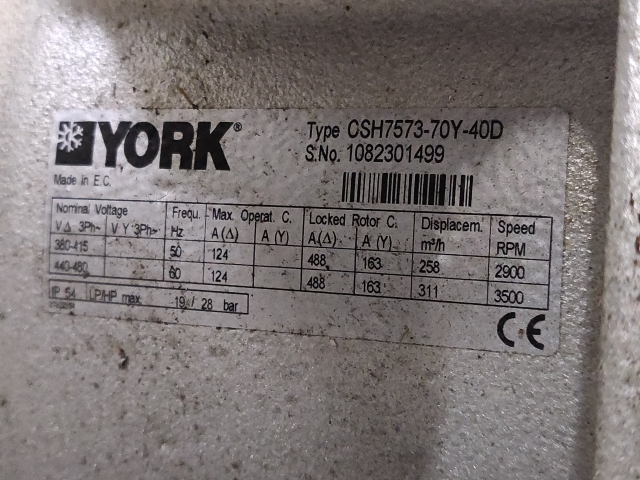 York (bitzer) Csh 7573 70 Compact Screw Compressor Cs - Hos Bv